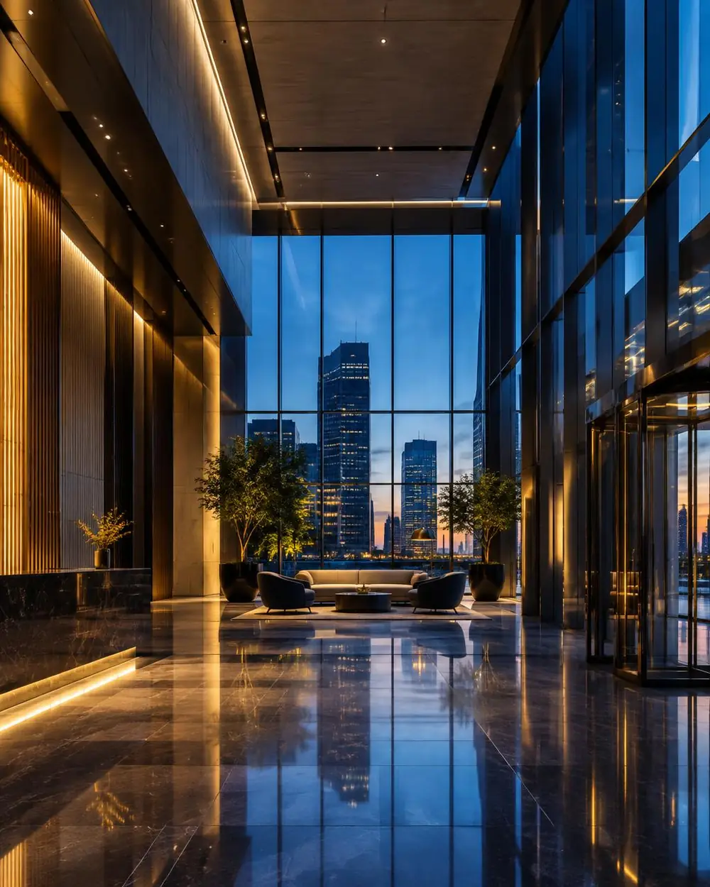 Modern commercial office lobby